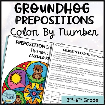 Preview of Preposition of Place Grammar Review Color By Number Winter (Groundhog) Edition