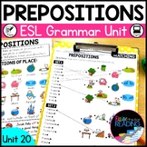 Prepositions Grammar Unit for Newcomer ELs, ESL Posters an