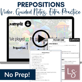 Prepositions Grammar Video & Worksheet; Emergency Sub Plan