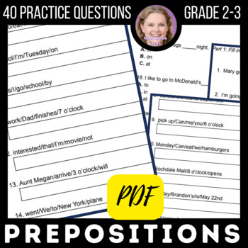 Preview of Prepositions Grammar Worksheets with Various Activities for 2nd and 3rd Grade