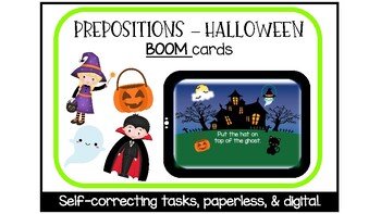 Preview of Prepositions (Halloween) - Digital Task Cards with Boom cards