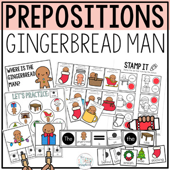Preview of Prepositions Activities for Speech Therapy- Gingerbread Man Spatial Concepts