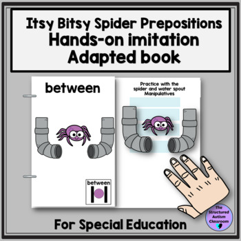 Preview of Prepositions Itsy Bitsy Spider Imitation Adapted Book Autism Special Education
