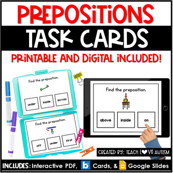 Preview of Prepositions | Location of Objects | Reading Printable Task Cards | Boom Cards