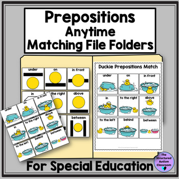 Preview of Prepositions Matching File Folders Anytime for Special Education and Autism