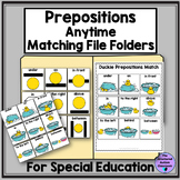 Prepositions Matching File Folders Anytime for Special Edu