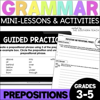 Preview of Prepositions Mini-Lesson and Grammar Activities for Grades 3-5