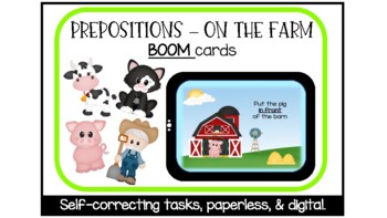 Preview of Prepositions (On the Farm) - Digital Task Cards with Boom cards