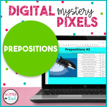 Preview of Prepositions Pixel Art Grammar Activities Digital Mystery Pictures