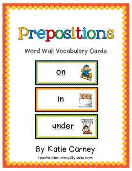 Preview of Prepositions (Position Words) - Word Wall Vocabulary Cards with Pictures