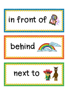Prepositions (Position Words) - Word Wall Vocabulary Cards with Pictures