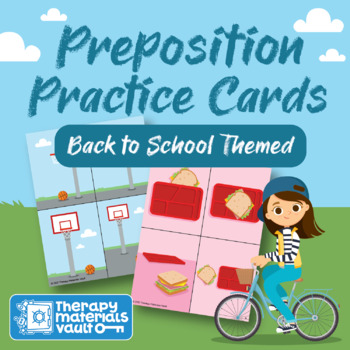 Preview of Prepositions Practice Cards (School Theme)