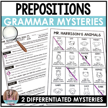 Preview of Prepositions Practice Activities - Grammar Parts of Speech Mysteries - 3rd, 4th