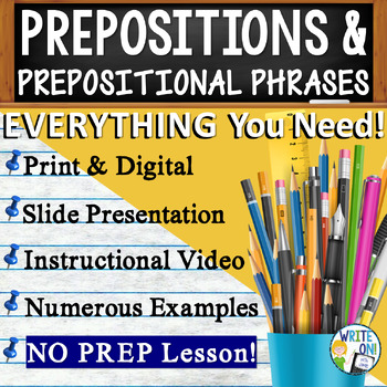 Preview of Prepositions, Prepositional Phrases - Parts of Speech, Prepositions Worksheet