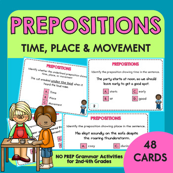 Preview of Prepositions Task Cards | Preposition Activities | Grammar Practice & Review