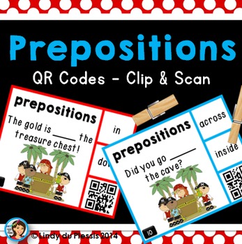 Preview of Prepositions Task Cards with QR Codes