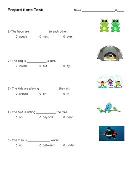 Preview of Prepositions Test