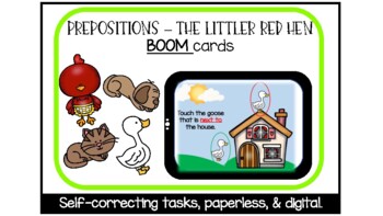 Preview of Prepositions (The Little Red Hen) - Digital Task Cards with Boom cards