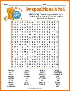 Prepositions Word Search Puzzles by Puzzles to Print | TpT