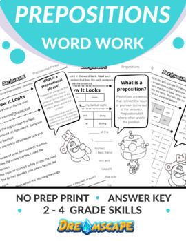 Preview of Prepositions Word Work - Grades 2-4