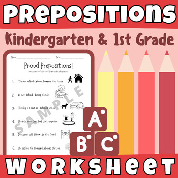 Preview of Prepositions ELA Worksheet (Prepositional Phrases - Kindergarten & First Grade)