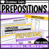 Prepositions Anchor Charts, Worksheets, and Activities - T