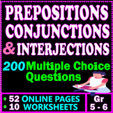 Prepositions Worksheets, Conjunctions, & Interjections. 5t