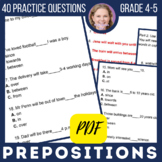 Prepositions and Grammar Worksheets Various Activities for