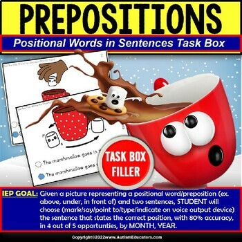 Preview of Prepositions and Positional Words for Winter Task Box Filler® for Autism