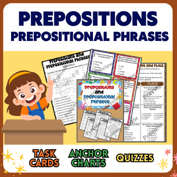 Preview of Prepositions and Prepositional Phrases: Task Card Set, Anchor Chart & More