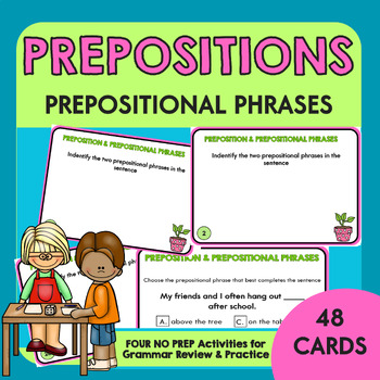 Preview of Prepositions and Prepositional Phrases Task Cards | Grammar Practice