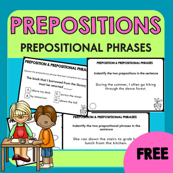 Preview of Prepositions and Prepositional Phrases Task Cards | Grammar Practice