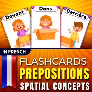 Prepositions and Spatial Concepts Flashcards in French, Vocabulary posters