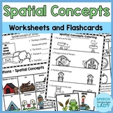 Prepositions and Spatial Concepts Worksheets and Flashcards