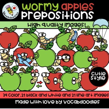 Preview of Prepositions clipart- Wormy apples