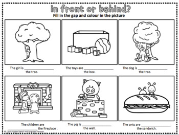 prepositions in front and behind activities tpt