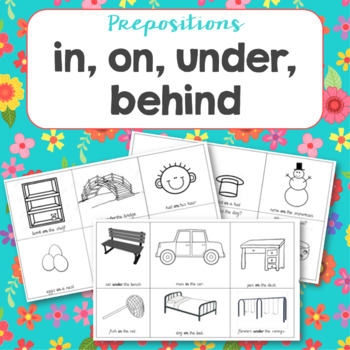Preview of Prepositions activities for in on under and behind