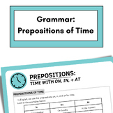 Prepositions of Time: On, In, At | Worksheet and Activitie