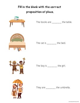 Prepositions of place (in, on, under, in front of, behind, next to,  between) wor…