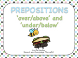 Prepositions - over/above and under/below - picture cards