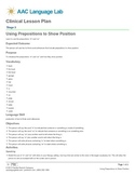 Prepositions to Show Position Lesson Plan