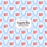 Preppy American Flag Seamless Pattern, Blue Coquette Bow, 