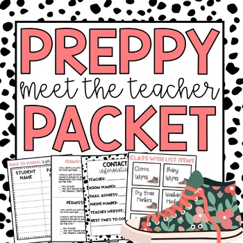 Preview of Preppy Dalmatian Meet The Teacher Packet l Editable Materials