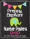 Preppy Elephant Classroom Number Signs