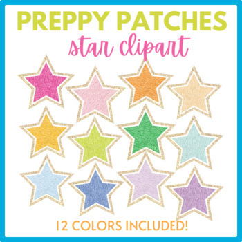 Preview of Preppy Patches - Chenille Patch Rainbow Star Clipart - (personal use only)