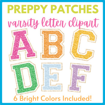 Preview of Preppy Patches - Chenille Varsity Letter Clipart - BRIGHTS (personal use only)