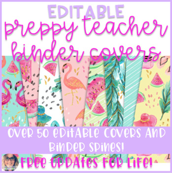 Preview of Preppy Teacher Binder Covers