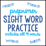 Preprimer Sight Word Practice Pages