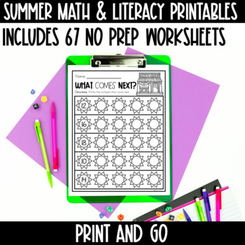 PreK and Kindergarten Summer Review Packet | Summer Worksheets for PK and K