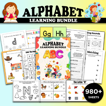 Preview of Preschool Activity Worksheets, Coloring, Matching, Nouns, Sentences